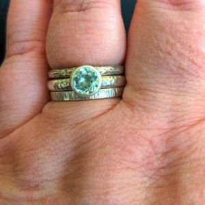 Sterling Silver and white topaz wedding set, size 11